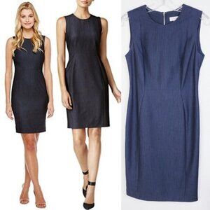 Calvin Klein Sheath Dress Sleeveless Chambray Denim Pencil size 4 Women's Career